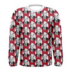 Trump Retro Face Pattern Maga Red Us Patriot Men s Long Sleeve Tee by snek