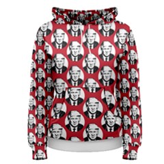 Trump Retro Face Pattern Maga Red Us Patriot Women s Pullover Hoodie by snek