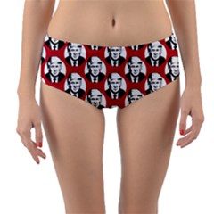 Trump Retro Face Pattern Maga Red Us Patriot Reversible Mid-waist Bikini Bottoms by snek