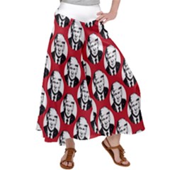 Trump Retro Face Pattern Maga Red Us Patriot Satin Palazzo Pants by snek