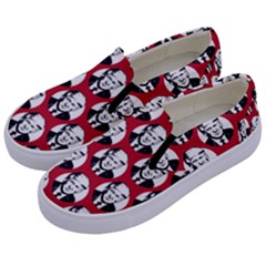 Trump Retro Face Pattern Maga Red Us Patriot Kids  Canvas Slip Ons by snek