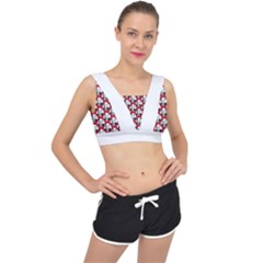 Trump Retro Face Pattern Maga Red Us Patriot V-back Sports Bra by snek