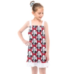 Trump Retro Face Pattern Maga Red Us Patriot Kids  Overall Dress by snek