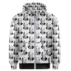 Trump Retro Face Pattern Maga Black And White Us Patriot Men s Zipper Hoodie by snek