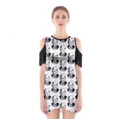 Trump Retro Face Pattern Maga Black And White Us Patriot Shoulder Cutout One Piece Dress by snek