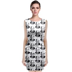 Trump Retro Face Pattern Maga Black And White Us Patriot Classic Sleeveless Midi Dress by snek