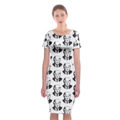 Trump Retro Face Pattern Maga Black And White Us Patriot Classic Short Sleeve Midi Dress by snek