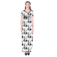 Trump Retro Face Pattern Maga Black And White Us Patriot Short Sleeve Maxi Dress by snek