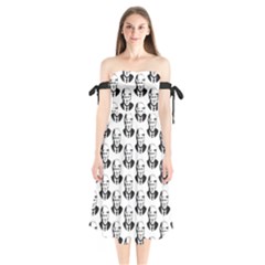 Trump Retro Face Pattern Maga Black And White Us Patriot Shoulder Tie Bardot Midi Dress by snek