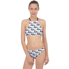 Trump Retro Face Pattern Maga Black And White Us Patriot Racer Front Bikini Set by snek