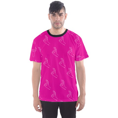 A-ok Perfect Handsign Maga Pro-trump Patriot On Pink Background Men s Sports Mesh Tee by snek
