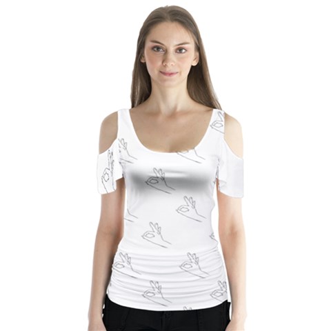 A-ok Perfect Handsign Maga Pro-trump Patriot Black And White Butterfly Sleeve Cutout Tee  by snek