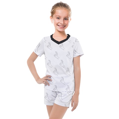 A-ok Perfect Handsign Maga Pro-trump Patriot Black And White Kids  Mesh Tee And Shorts Set by snek