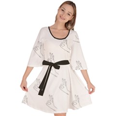 A-ok Perfect Handsign Maga Pro-trump Patriot Black And White Velour Kimono Dress by snek