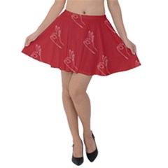 A-ok Perfect Handsign Maga Pro-trump Patriot On Maga Red Background Velvet Skater Skirt by snek