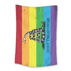 Gadsden Flag Lgbt Pride Rainbow Flag Grunge Small Tapestry by snek