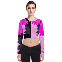 Pink Black And Gray Abstract  Long Sleeve Zip Up Bomber Jacket