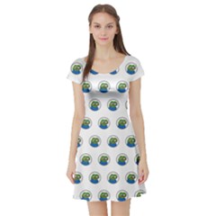 Apu Apustaja With Banana Phone Wall Eyed Pepe The Frog Pattern Kekistan Short Sleeve Skater Dress by snek