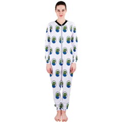 Apu Apustaja With Banana Phone Wall Eyed Pepe The Frog Pattern Kekistan Onepiece Jumpsuit (ladies)  by snek