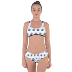 Apu Apustaja With Banana Phone Wall Eyed Pepe The Frog Pattern Kekistan Criss Cross Bikini Set by snek