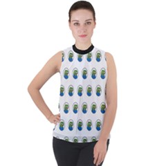 Apu Apustaja With Banana Phone Wall Eyed Pepe The Frog Pattern Kekistan Mock Neck Chiffon Sleeveless Top by snek