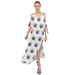 Apu Apustaja With Banana Phone Wall Eyed Pepe The Frog Pattern Kekistan Maxi Chiffon Cover Up Dress by snek