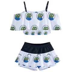 Apu Apustaja With Banana Phone Wall Eyed Pepe The Frog Pattern Kekistan Kids  Off Shoulder Skirt Bikini by snek