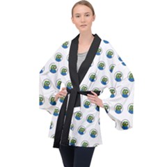 Apu Apustaja With Banana Phone Wall Eyed Pepe The Frog Pattern Kekistan Velvet Kimono Robe by snek