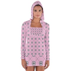 Kekistan Logo Pattern On Pink Background Long Sleeve Hooded T-shirt by snek