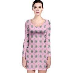 Kekistan Logo Pattern On Pink Background Long Sleeve Velvet Bodycon Dress by snek