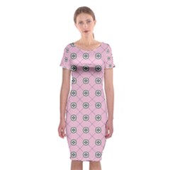 Kekistan Logo Pattern On Pink Background Classic Short Sleeve Midi Dress by snek