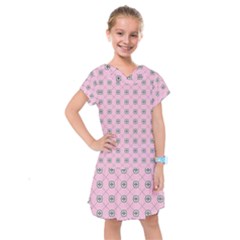 Kekistan Logo Pattern On Pink Background Kids  Drop Waist Dress by snek