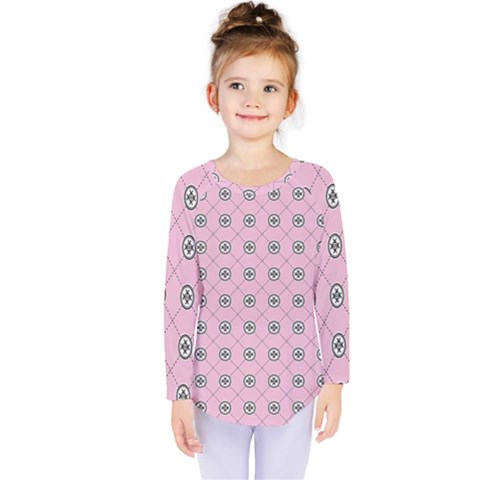 Kekistan Logo Pattern On Pink Background Kids  Long Sleeve Tee by snek