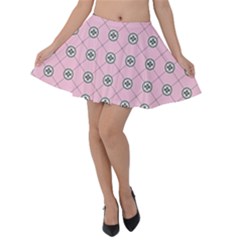 Kekistan Logo Pattern On Pink Background Velvet Skater Skirt by snek