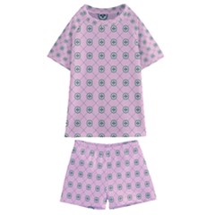 Kekistan Logo Pattern On Pink Background Kids  Swim Tee And Shorts Set by snek