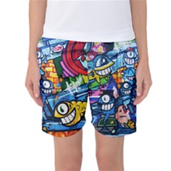 Graffiti Urban Colorful Graffiti Cartoon Fish Women s Basketball Shorts by genx