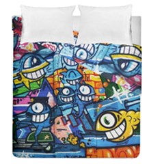 Graffiti Urban Colorful Graffiti Cartoon Fish Duvet Cover Double Side (queen Size) by genx