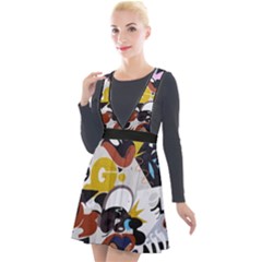 Graffiti Urban Colorful Graffiti City Wall Hip Hop Music Singers Plunge Pinafore Velour Dress by genx