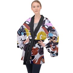 Graffiti Urban Colorful Graffiti City Wall Hip Hop Music Singers Velvet Kimono Robe by genx