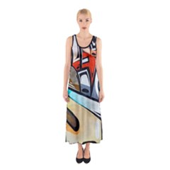 Blue Face King Graffiti Street Art Urban Blue And Orange Face Abstract Hiphop Sleeveless Maxi Dress by genx