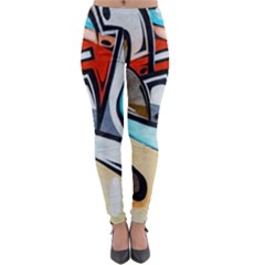 Blue Face King Graffiti Street Art Urban Blue And Orange Face Abstract Hiphop Lightweight Velour Leggings by genx