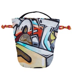 Blue Face King Graffiti Street Art Urban Blue And Orange Face Abstract Hiphop Drawstring Bucket Bag by genx