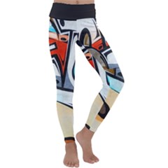 Blue Face King Graffiti Street Art Urban Blue And Orange Face Abstract Hiphop Kids  Lightweight Velour Classic Yoga Leggings by genx