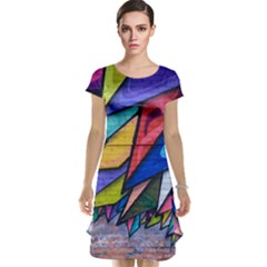 Urban Colorful Graffiti Brick Wall Industrial Scale Abstract Pattern Cap Sleeve Nightdress by genx