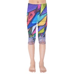 Urban Colorful Graffiti Brick Wall Industrial Scale Abstract Pattern Kids  Capri Leggings  by genx