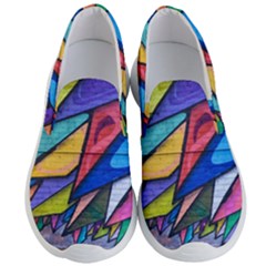 Urban Colorful Graffiti Brick Wall Industrial Scale Abstract Pattern Men s Lightweight Slip Ons by genx