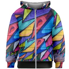 Urban Colorful Graffiti Brick Wall Industrial Scale Abstract Pattern Kids  Zipper Hoodie Without Drawstring by genx