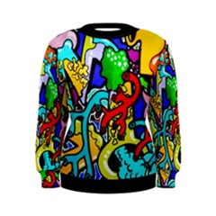 Graffiti Abstract With Colorful Tubes And Biology Artery Theme Women s Sweatshirt by genx