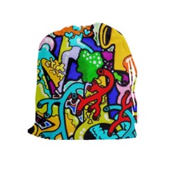 Graffiti Abstract With Colorful Tubes And Biology Artery Theme Drawstring Pouch (xl) by genx