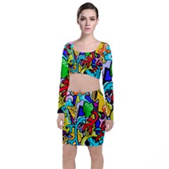 Graffiti Abstract With Colorful Tubes And Biology Artery Theme Top And Skirt Sets by genx